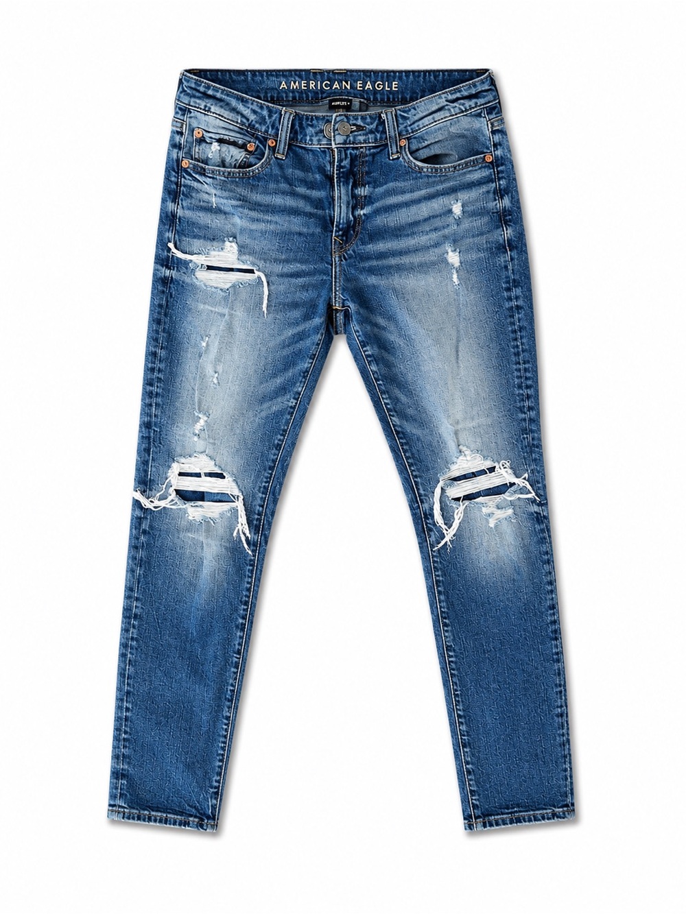 American Eagle Outfitters Men's Ripped Light Blue Skinny Jeans